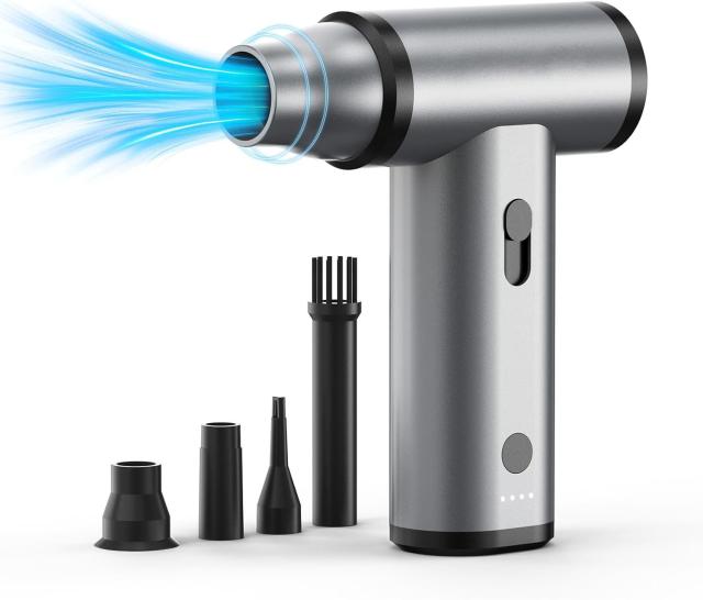 電動エアダスター, 超強力噴射 無段階風量調整 吸引機能付き 130000rpm風速 4種類ノズル付