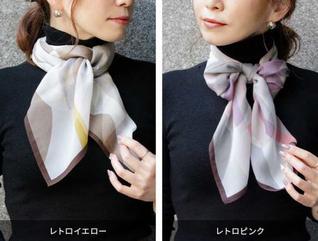 2024年夏スカーフ】スカーフ シルク 88×88 日本製 花柄 水玉 レトロ ...