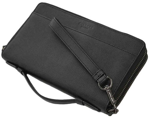 コーチ 財布 F39812-QB/BK メンズ 長財布 ダブルジップ トラベル オーガナイザー レザー ブラック アウトレット|au PAY マーケット