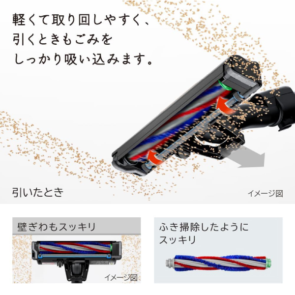 PKV-BK3P(C)+GP-S120FS 日立 HITACHI かるパックスティック 2Way コードレス掃除機 紙パック式掃除機(紙パック式クリーナー)と(日立純正)クリーナー紙パックのお得セット スティッククリーナー ハンディクリーナー 日本製 軽い ベージュ PKV-BK3P-C_9