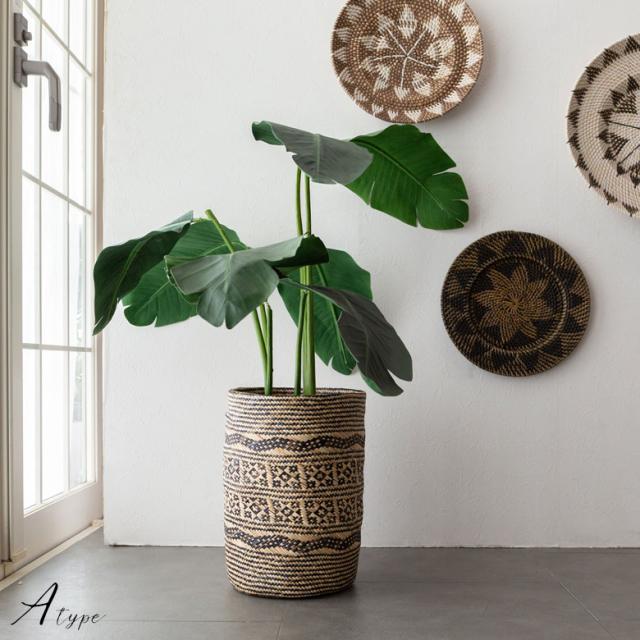 プランターカバー 筒型 ラタン製 深型タイプ M 上径26cm 高さ38cm 鉢