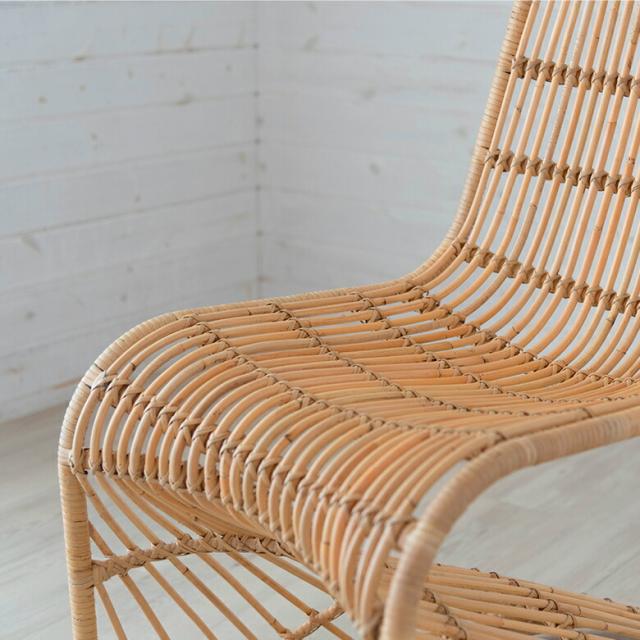 チェア ラタンチェア ラタン 籐 スチール 1脚 ナチュラル ベージュ 約 W 49cm D 69cm H 90cm 座面高 40cm 椅子 ダイニングチェア ラウンジチェア ロッキングチェア 一人用 オブジェ 店舗 家具 おしゃれ リゾート モダン アジアン 家具 バリ島 [13957]