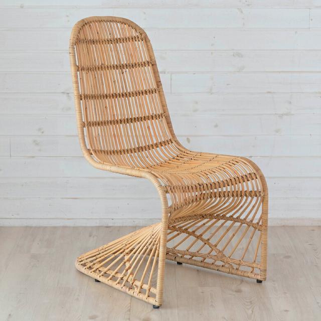 チェア ラタンチェア ラタン 籐 スチール 1脚 ナチュラル ベージュ 約 W 49cm D 69cm H 90cm 座面高 40cm 椅子 ダイニングチェア ラウンジチェア ロッキングチェア 一人用 オブジェ 店舗 家具 おしゃれ リゾート モダン アジアン 家具 バリ島 [13957]