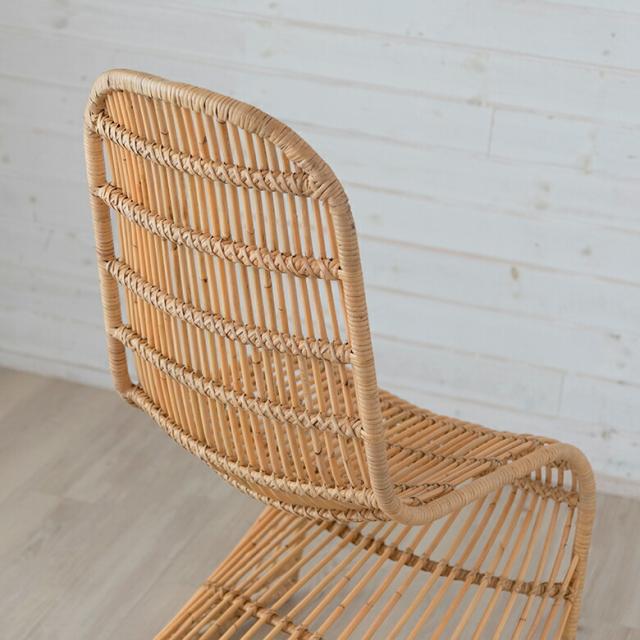チェア ラタンチェア ラタン 籐 スチール 1脚 ナチュラル ベージュ 約 W 49cm D 69cm H 90cm 座面高 40cm 椅子 ダイニングチェア ラウンジチェア ロッキングチェア 一人用 オブジェ 店舗 家具 おしゃれ リゾート モダン アジアン 家具 バリ島 [13957]