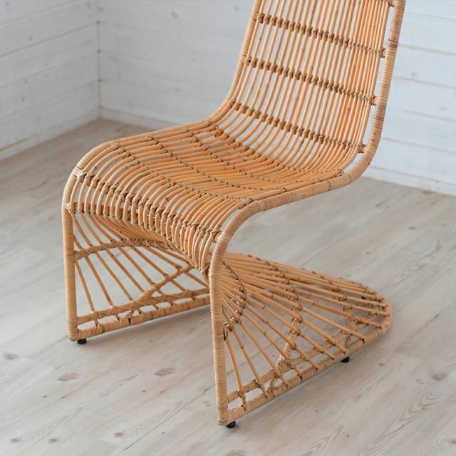 チェア ラタンチェア ラタン 籐 スチール 1脚 ナチュラル ベージュ 約 W 49cm D 69cm H 90cm 座面高 40cm 椅子 ダイニングチェア ラウンジチェア ロッキングチェア 一人用 オブジェ 店舗 家具 おしゃれ リゾート モダン アジアン 家具 バリ島 [13957]