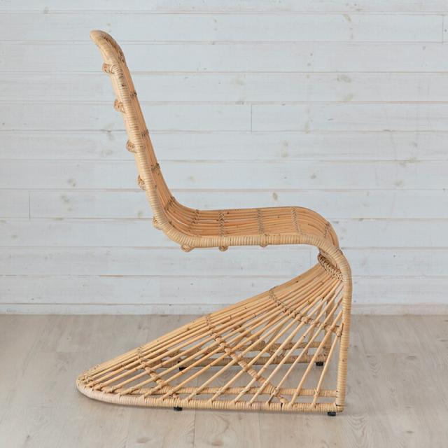 チェア ラタンチェア ラタン 籐 スチール 1脚 ナチュラル ベージュ 約 W 49cm D 69cm H 90cm 座面高 40cm 椅子 ダイニングチェア ラウンジチェア ロッキングチェア 一人用 オブジェ 店舗 家具 おしゃれ リゾート モダン アジアン 家具 バリ島 [13957]