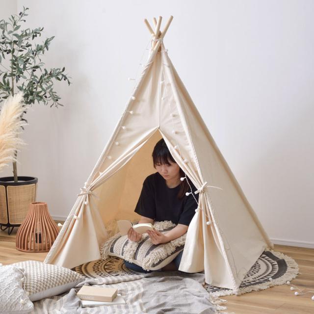 ティピー テント 布 木 子供用 幅120cm 高さ150cm 室内用 キッズテント