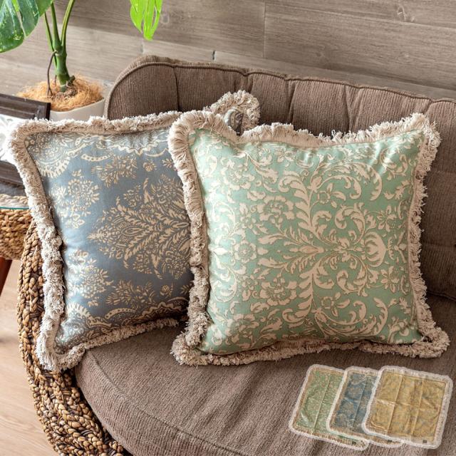クッションカバー 正方形 綿 ダマスク柄 約45 45cm フリンジ付き エスニック クッション アジアン雑貨 おしゃれの通販はau Pay マーケット アジア工房