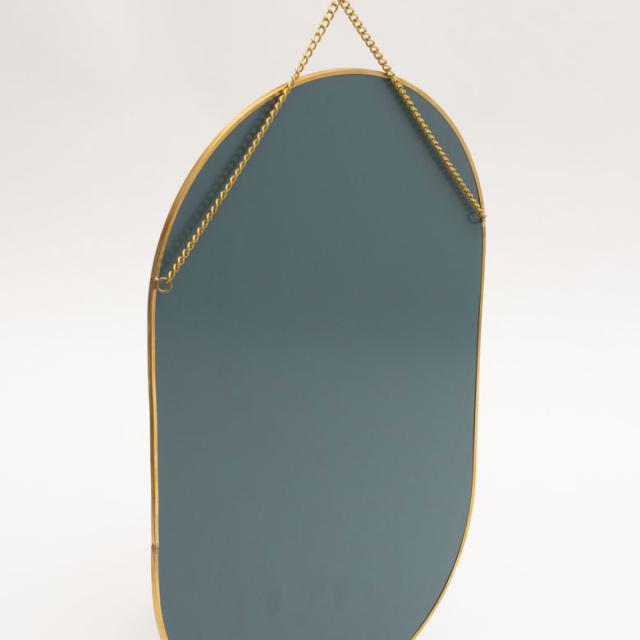 壁掛けミラー 鏡 楕円形 真鍮 ゴールド おしゃれ アンティーク調 洗面