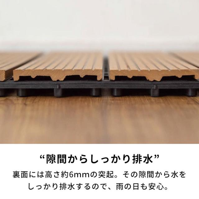 ウッドデッキタイル 人工木 20枚セット ブラウン ベランダタイル ジョイント ウッドタイル フロアデッキ 木製 樹脂 ウッドパネル ウッドデッキ
