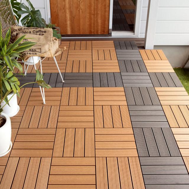 ウッドデッキタイル 人工木 枚セット ブラウン ベランダタイル ジョイント ウッドタイル フロアデッキ 木製 樹脂 ウッドパネルの通販はau Pay マーケット アジア工房