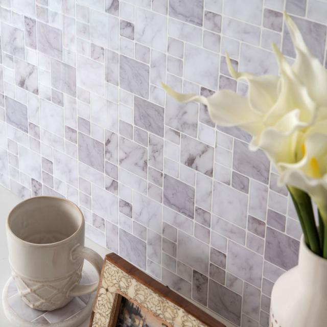 モザイクタイルシール 大理石柄 ホワイト 正方形 8枚入り 水回り 壁面 Diy ウォールステッカー 壁紙 シートの通販はau Pay マーケット アジア工房