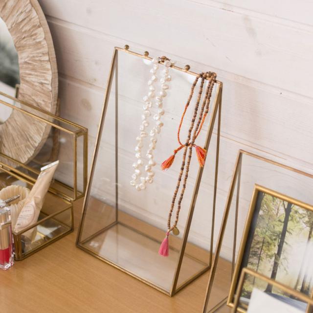 アクセサリーケース ジュエリーケース ネックレス ガラス 真鍮
