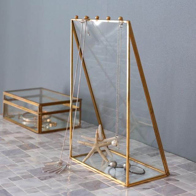 アクセサリーケース ジュエリーケース ネックレス ガラス 真鍮