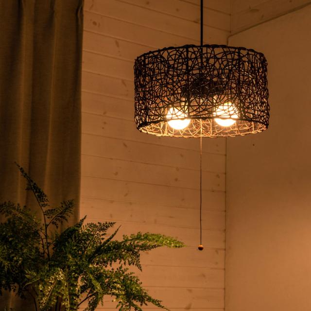 ペンダントライト ラウンドタイプ 2灯 アジアン 直径約40cm 天井 吊り