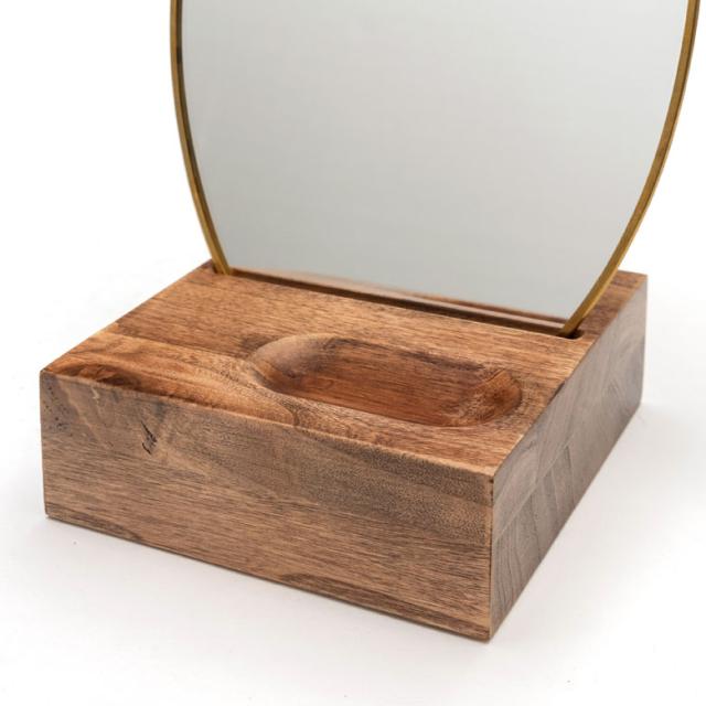 楕円形 木製鏡 高級オーダー家具 アンティーク風ミラー ミラー 鏡 卓上 スタンド 丸型 オーバル 木製台 楕円形 化粧鏡