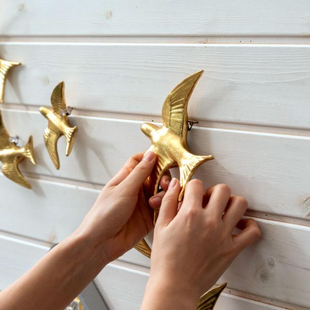 金属製の鳥のオブジェアンティーク壁飾り