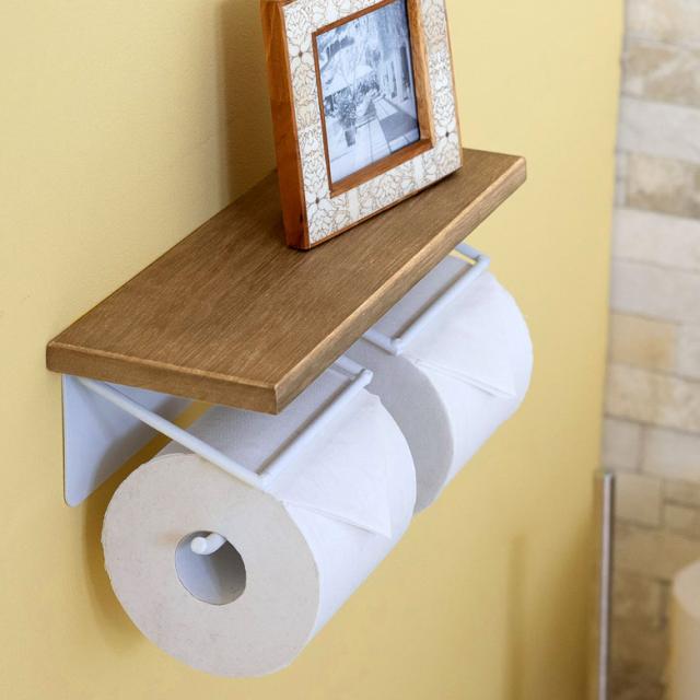 トイレットペーパーホルダー ダブル 2連 ウッド 木英 アイアン 金属 棚付き アンティーク ヴィンテージ ナチュラル 北欧 収納 Diyの通販はau Pay マーケット アジア工房