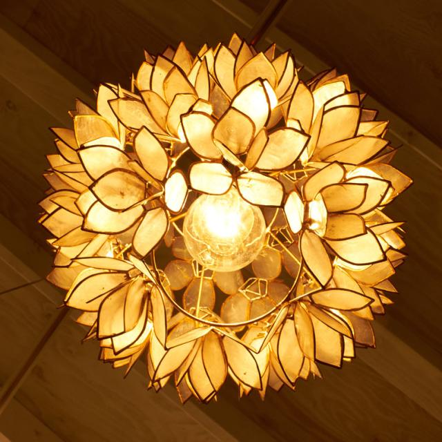 照明 ランプ ライト アジアン カピスシェル ペンダントランプ