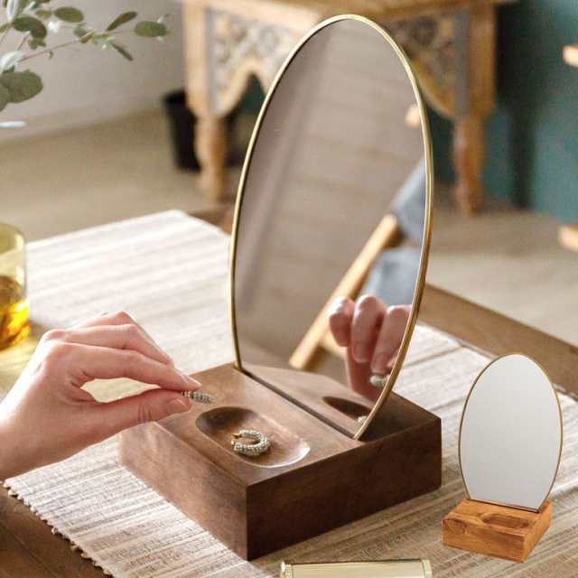 卓上鏡 ミラー 木製