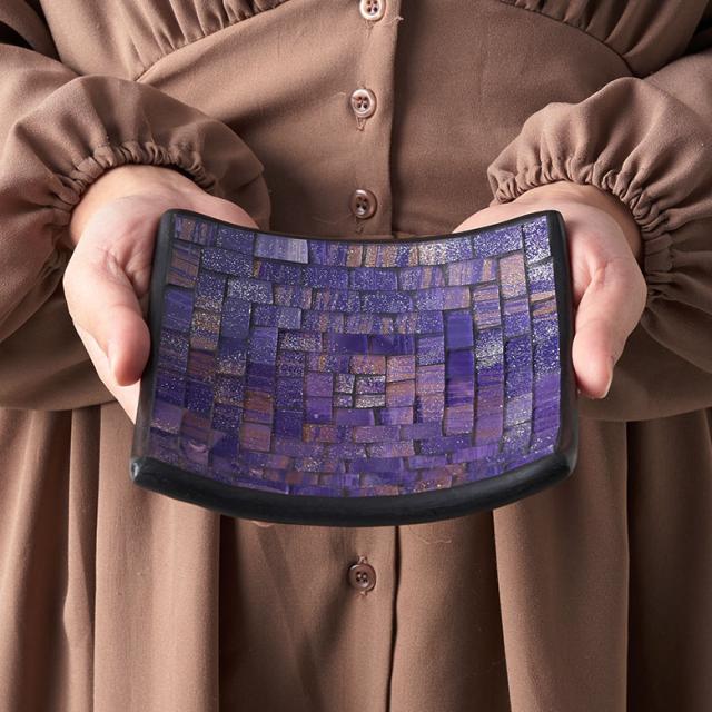 トレイ モザイク ガラス ラメ タイル Sサイズ 約 15.5cm