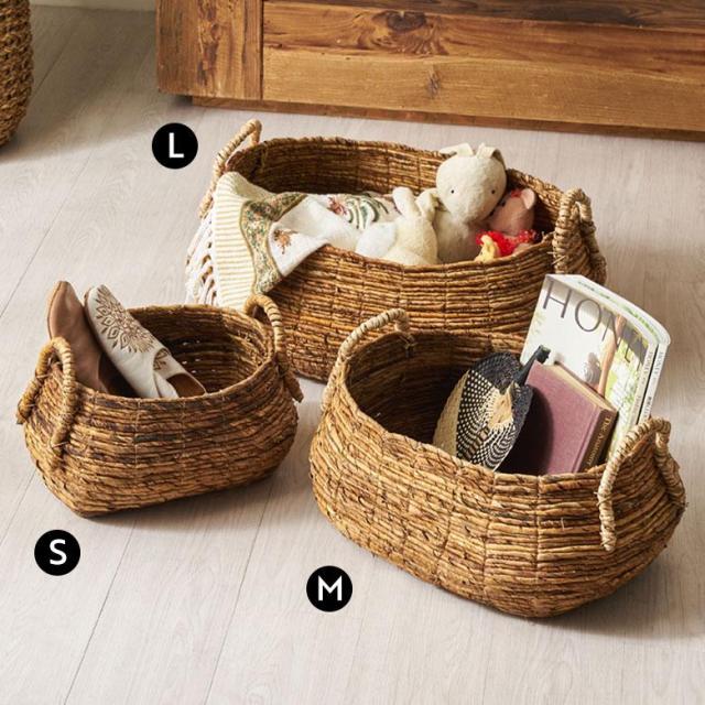 アジアン バリ島 シーグラス 3点セット バスケット かご 収納 家具 リゾート バスケット 収納かご 3個セット アジアン雑貨 アバカ 収納 かご