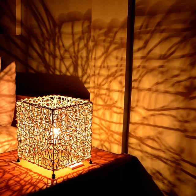 アジアン照明 ラタンスクエアランプ 3色 [414] アジアンランプ 照明