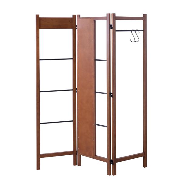 ハンガーラック ついたて式 鏡付き 天然木 フック付き 玄関収納 コートハンガー 洋服掛け ミラー付き パーテーション 3連 北欧の通販はau Pay マーケット アジア工房