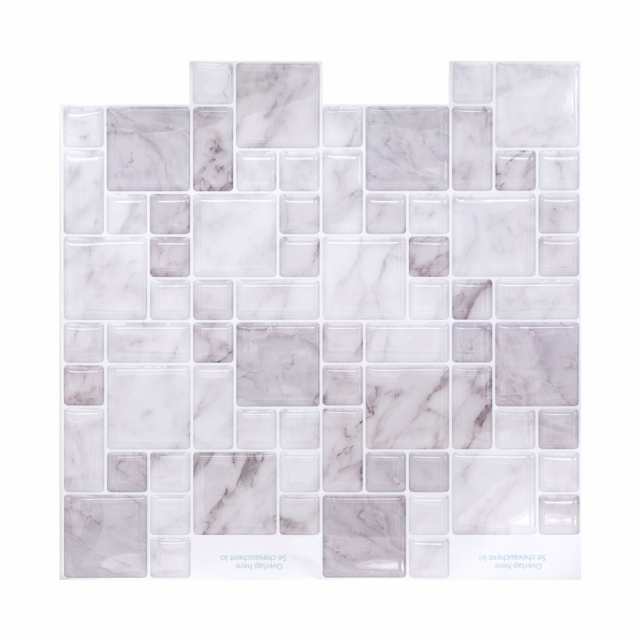 モザイクタイルシール 大理石柄 ホワイト 正方形 40枚入り 水回り 壁面
