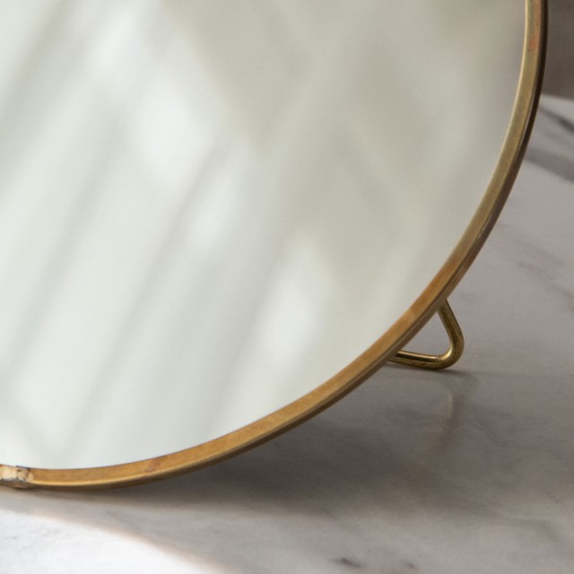 卓上 ミラー 丸型 真鍮 スタンド 鏡 ゴールド テーブル アンティーク調