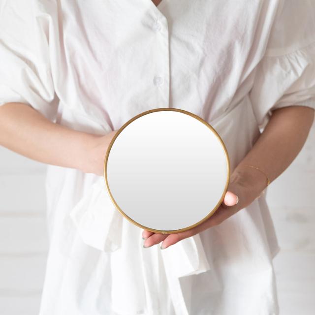 卓上 ミラー 丸型 真鍮 スタンド 鏡 ゴールド テーブル