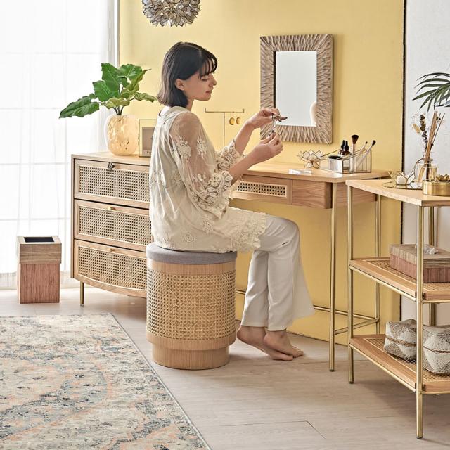 昭和レトロ ラタン 円筒形フタ付きごみ箱 円形スツール ラタンスツール 丸椅子 収納 スツール チェア 椅子 丸型 円 ラタン 籐 ウッド 木 直径