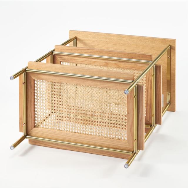 シェルフ 3段 オープン シェルフ ラック 収納 棚 ラタン 籐 ウッド 木