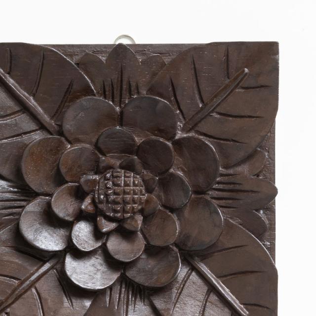 レリーフ 木彫り アジアンレリーフ 壁掛け アート 約W 14 x D 2 x H 14