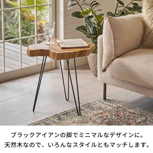 新商品入荷オールドチーク天然無垢丸太花台L（53㎝×51㎝）サイド