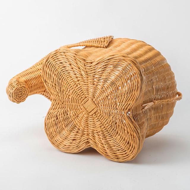 プランター カバー 象 さん 籐 ラタン 6号 鉢 ナチュラル 動物