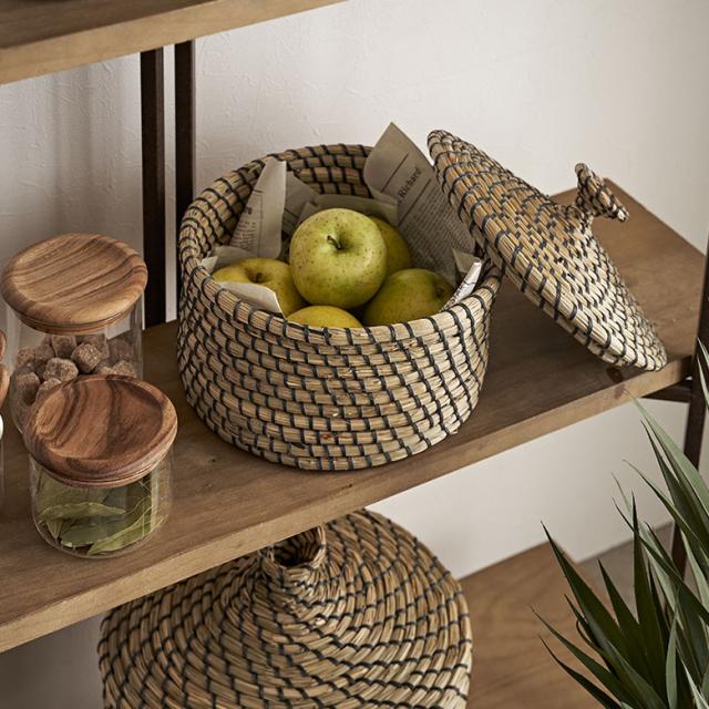 バスケット ふた付き かごバスケット ポット シーグラス 約W 25 x D 25