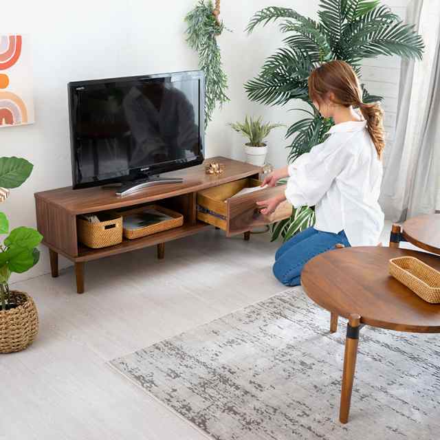 テレビ ボード TV 台 ラック 120cm 幅 天然木 ウォルナット