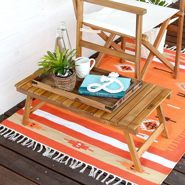 フォールディングテーブル テーブル 天然木 ロースタイル 折り畳み