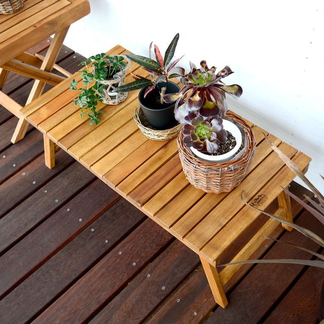 フォールディングテーブル テーブル 天然木 ロースタイル 折り畳み