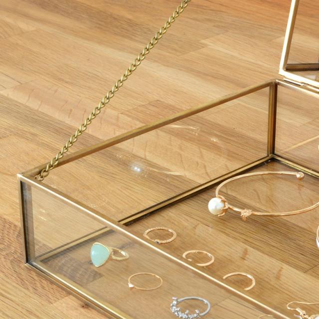 アクセサリーケース ジュエリーケース ガラスと真鍮 ジュエリー