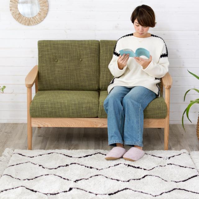ソファ 2人掛け ソファー 肘付き 天然木 二人掛けソファ 木製