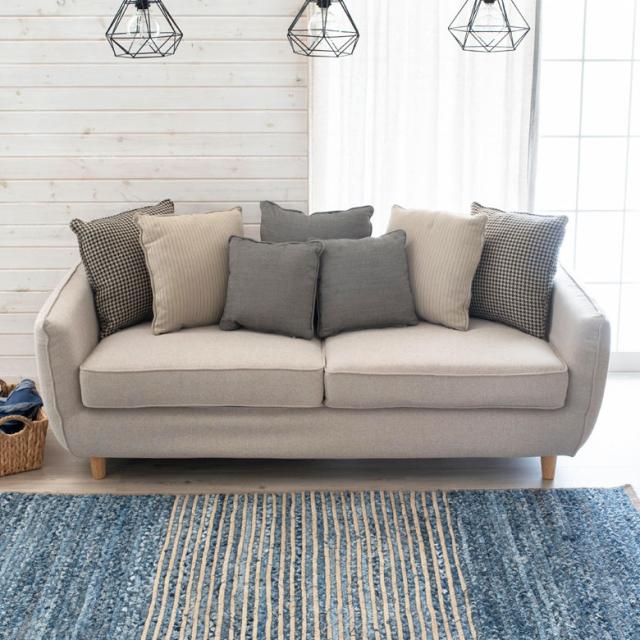 グレー ボタン付きクッション 3人掛けソファ グレー ボタン付き グレー