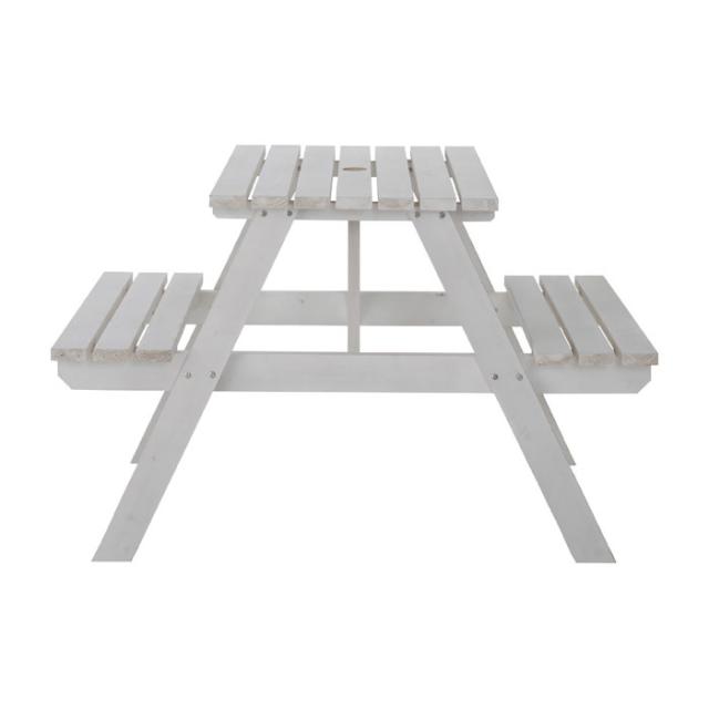 テーブル＆ベンチ アウトドア 天然木 白 2人掛け [91233] ガーデン