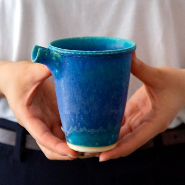 注器 信楽焼 酒器 ホワイト ブルー 焼物 粉引 青 日本酒 片口