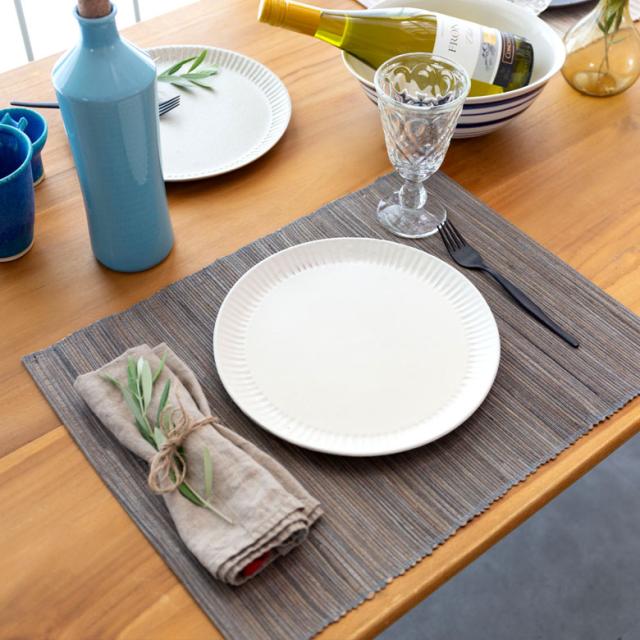 プレート 信楽焼 中皿 縞模様 和食器 焼物 ホワイト ブルー ターコイズ