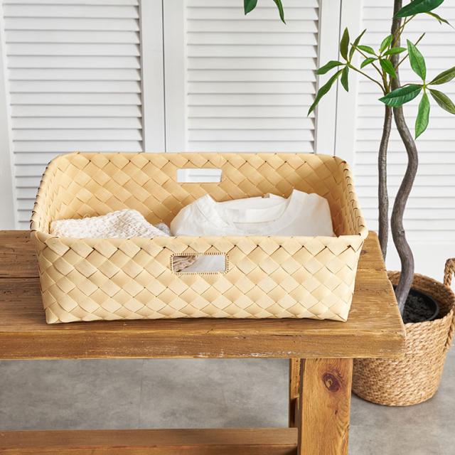 白樺　持ち手付きバスケット 白樺持ち手付きバスケット