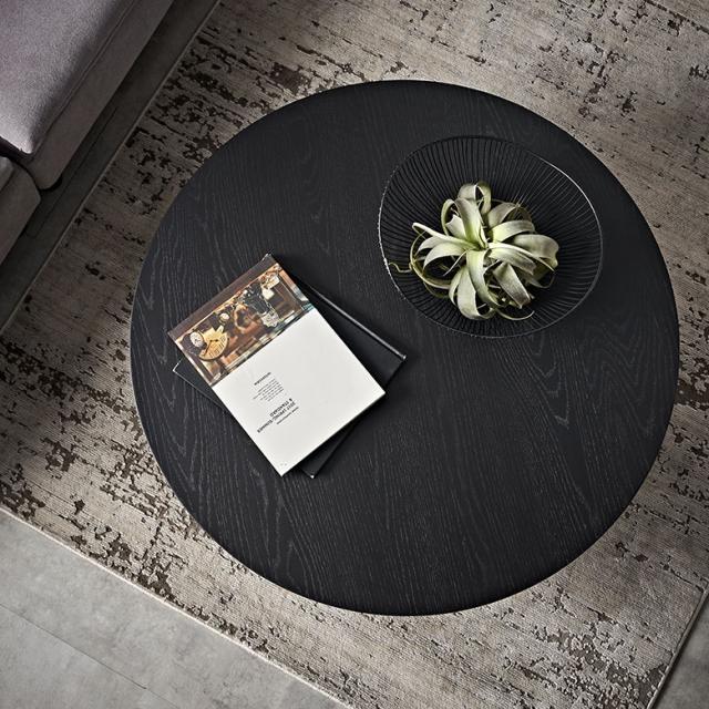 テーブル 円卓 ラウンド 丸型 L 直径 90cm 高さ 32cm ブラック 天然木