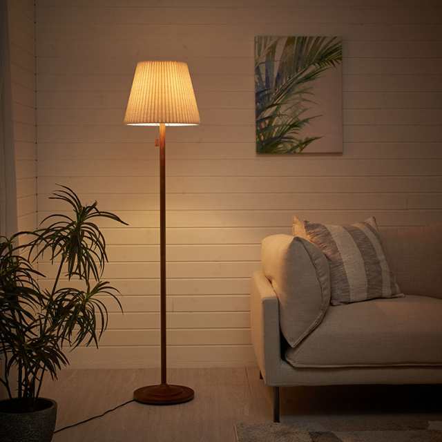 フロア ライト スタンド ランプ 照明 木製 布 1灯 E26 60W LED 対応 高 