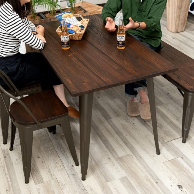 ダイニングテーブル 食卓テーブル スチール脚 西海岸 リビング ダイニング ダイニングテーブル 120cm幅 DIEGO ディエゴ ダイニングテーブル 幅110cm 4人掛け スチール脚 長方形 金属脚 木目柄